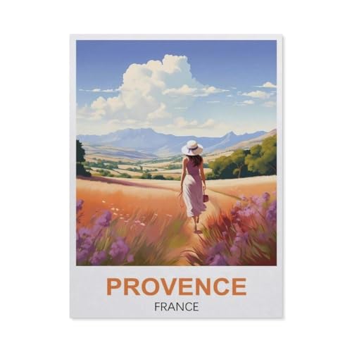 Puzzles 1000 Stück Holz Montage Bild，Vintage-Reiseposter Provence, Frankreich，Erwachsene Spiele Lernspielzeug（75x50cm）-AR47 von YYHMKBYY