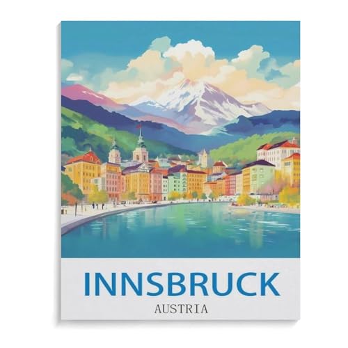 Puzzles 1000 Stück Holz Montage Bild，Vintages Reiseplakat Innsbruck Österreich，Erwachsene Spiele Lernspielzeug（75x50cm）-I13 von YYHMKBYY