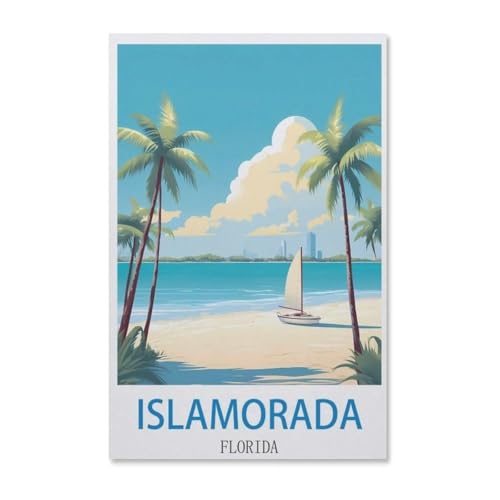 Puzzles 1000 Stück Holz Montage Bild，Vintages Reiseplakat Islamorada Florida，Filmplakat Für Erwachsene Spiele Lernspielzeug（75x50cm）-F20 von YYHMKBYY