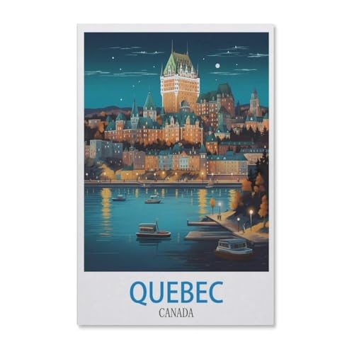 Puzzles 1000 Stück Holz Montage Bild，Vintages Reiseplakat Quebecs Kanada，Erwachsene Spiele Lernspielzeug（75x50cm）-G67 von YYHMKBYY