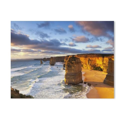 Puzzles 1000 Stück Holz Montage Bild，Zwölf Apostel bei Sonnenuntergang. Great Ocean Road, Victoria, Australien，Erwachsene Spiele Lernspielzeug（75x50cm-492 von YYHMKBYY