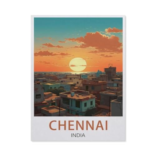 Puzzles 1000 Teile für Erwachsene，Chennai India Vintage-Reiseposter，Klassische Puzzle Teenager Jungen Mädchen Puzzle Lustige Familienpuzzles In Premium-Qualität Zum Geburtstag（38x26cm）-BD62 von YYHMKBYY