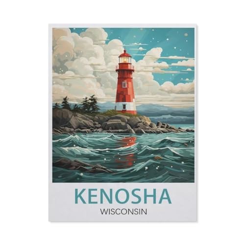 Puzzles 1000 Teile für Erwachsene，Kenosha Wisconsin Vintage-Reiseposter，Klassische Puzzle Teenager Jungen Mädchen Puzzle Lustige Familienpuzzles In Premium-Qualität Zum Geburtstag（38x26cm）-AL26 von YYHMKBYY