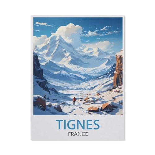 Puzzles Mit 1000 Teilen Puzzles Aus Papier，Tignes Frankreich, Ski-Poster，Puzzle 1000 Teile Für Erwachsene Lustige Kreative DIY-Spielzeuggeschenke Für Mädchen Und Jungen（50x70cm）-AO28 von YYHMKBYY