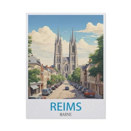 Reims Marne Vintage-Reiseposter，Puzzle 1000 Teile Erwachsene Kinde Spaß Lernspielzeug Geschenke（38x26cm）-AS12 von YYHMKBYY