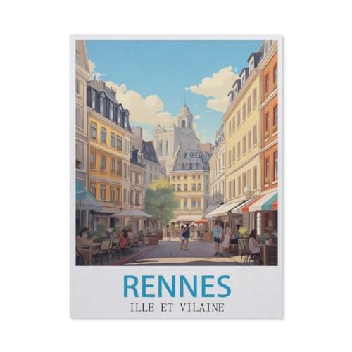 Rennes Ille Et Vilaine Vintage-Reiseposter，Puzzle 1000 Teile Holz Puzzle Geeignet Für Erwachsene Kinder Familien Stressabbau Puzzlespiele（75x50cm）-AS5 von YYHMKBYY