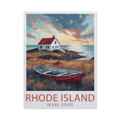 Rhode Island Ocean State Vintage-Reiseposter，Puzzle 1000 Teile für Erwachsene, Klassische Puzzle Puzzle Schwierig für Kid Surprise Birthday für Family Home Decor Art Puzzle（38x26cm）-AV63 von YYHMKBYY