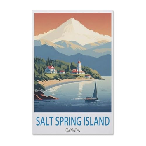 Salt Spring Island - Vintages Reiseplakat，3D Puzzle 1000 Stück, Holz Montiert DIY Puzzle Montage Spielzeug Für Kinder, Holz Puzzle Holz Geschenk（75x50cm）-F4 von YYHMKBYY