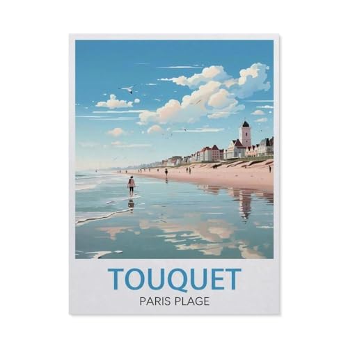 Touquet Paris Plage, Vintage-Reiseposter，1000 Stück Erwachsene Papier Landschaft Puzzles Für Kinder Lernspielzeug Geschenke（38x26cm）-AN68 von YYHMKBYY