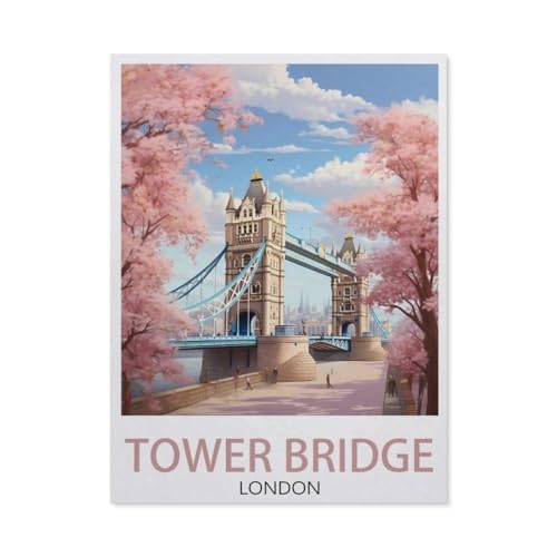 Tower Bridge London Vintage-Reiseposter，Puzzle 1000 Teile Erwachsene Kinde Spaß Lernspielzeug Geschenke（50x70cm）-AO47 von YYHMKBYY