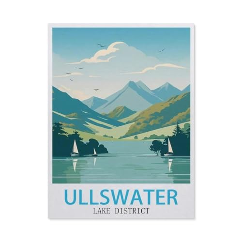 Ullswater Lake District Vintage-Reiseposter，Puzzle 1000 Teile Erwachsene Kinde Spaß Lernspielzeug Geschenke（38x26cm）-AP20 von YYHMKBYY