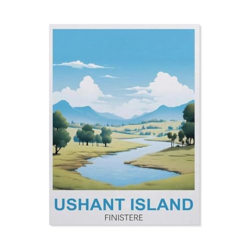 Ushant Island Finistere Vintage-Reiseposter，Puzzles 1000 Teile für Erwachsene, Klassische Puzzle Jungen Mädchen Puzzle für Kinder Teenager Lernspiel Spielzeug（75x50cm）-AR98 von YYHMKBYY