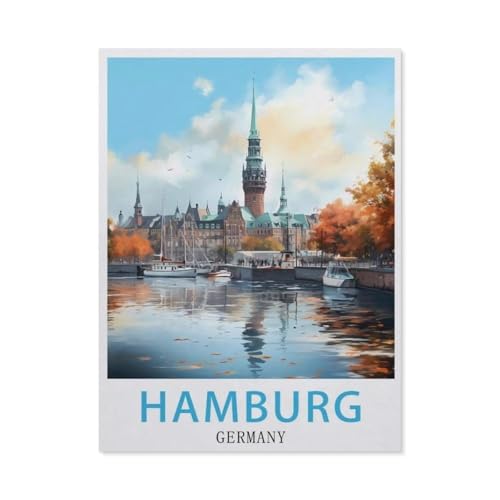 Vintage-Reiseposter, Hamburg，Puzzles 1000 Teile für Erwachsene, Klassische Puzzle Jungen Mädchen Puzzle für Kinder Teenager Lernspiel Spielzeug（38x26cm）-BA77 von YYHMKBYY