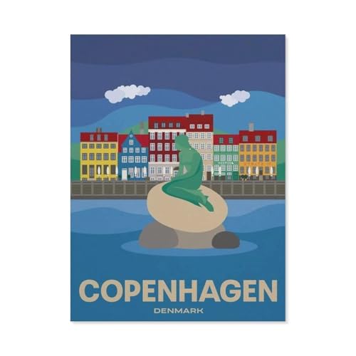 Vintage-Reiseposter Kopenhagen，Puzzles 1000 Teile für Erwachsene, Klassische Puzzle Jungen Mädchen Puzzle für Kinder Teenager Lernspiel Spielzeug（38x26cm）-AJ90 von YYHMKBYY