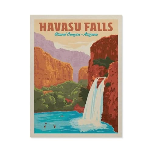 Vintage-Reiseposter von Havasu Falls，Puzzle 1000 Teile Papier Puzzle Erwachsene Kinder Lernspielzeug Familie Dekompressionsspiel（50x70cm）-AJ94 von YYHMKBYY