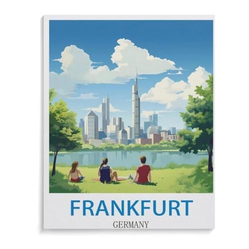 Vintages Reiseplakat Frankfurts Deutschland，Puzzles 1000 Teile für Erwachsene, Klassische Puzzle Kinder Puzzle Herausfordernde Und Schwierige Rätsel für Erwachsene Und Jugendliche（75x50cm）-C79 von YYHMKBYY