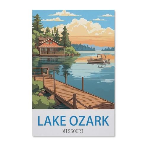 Vintages Reiseplakat Lake Ozark Missouri，Puzzles für Erwachsene 1000 Teile, Klassische Puzzle Puzzle Schwierig für Erwachsene Teenager Freizeit Spaß Spiel Spielzeug （38x26cm）-H90 von YYHMKBYY