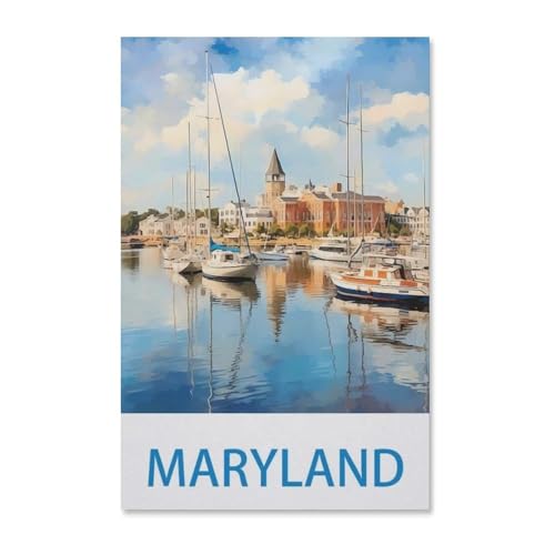 Vintages Reiseplakat Marylands，Puzzles 1000 Teile für Erwachsene, Klassische Puzzle Jungen Mädchen Puzzle für Kinder Teenager Lernspiel Spielzeug（50x70cm）-G42 von YYHMKBYY