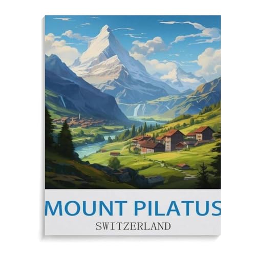 Vintages Reiseplakat Mount Pilatus Schweiz，Puzzles 1000 Teile für Erwachsene, Klassische Puzzle Kinder Puzzle Herausfordernde Und Schwierige Rätsel für Erwachsene Und Jugendliche（75x50cm）-K6 von YYHMKBYY