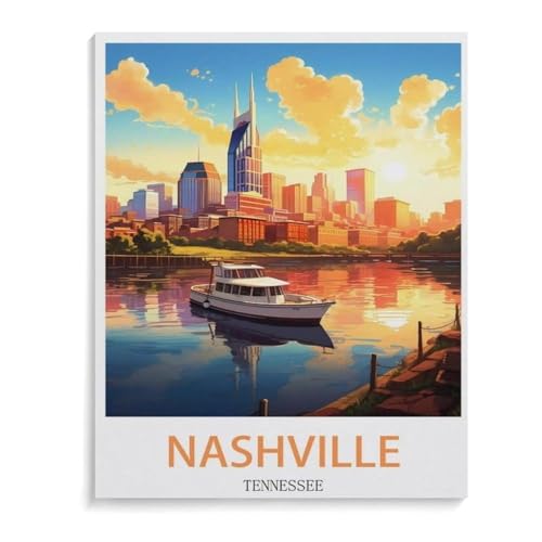 Vintages Reiseplakat Nashvilles Tennessee，Puzzle 1000 Teile,Intellektuelle Entwicklung Pädagogisches Nach Hause Interessante Dekompression Brain Challenge Puzzle Für Jugendliche Kinder（50x70cm）-I2 von YYHMKBYY