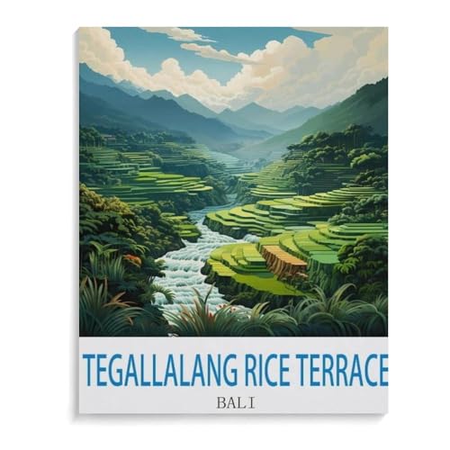 Vintages Reiseplakat der Tegallalang-Reisterrasse，Puzzle 1000 Teile für Erwachsene, Klassische Puzzle Teenager Jungen Mädchen Puzzle Puzzles Spiele Pädagogisches Geschenk Home Decor（50x70cm）-C75 von YYHMKBYY