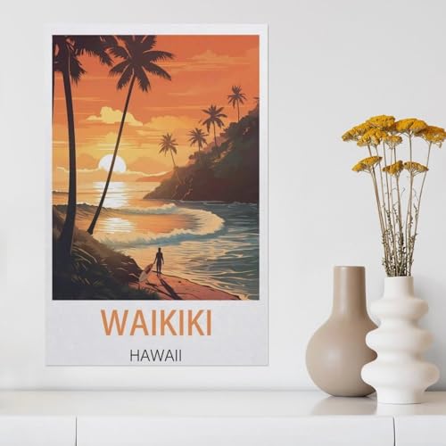 Waikiki Hawaii，Puzzles 1000 Teile für Erwachsene, Klassische Puzzle Jungen Mädchen Puzzle für Kinder Teenager Lernspiel Spielzeug（50x70cm）-AA32 von YYHMKBYY