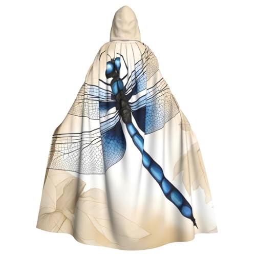 YYHWHJDE Art Blue Dragonfly Pattern Adult Hooded Capak Suitable for Halloween, Cosplay Costumes, Christmas parties von YYHWHJDE