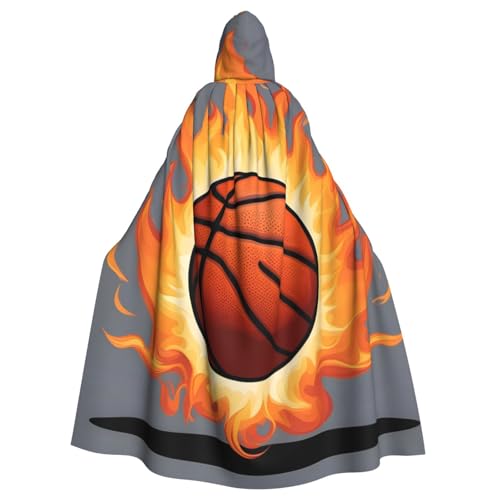 YYHWHJDE Basketball On Fire Printing Halloween Erwachsene Kapuzenumhang für Partys und Kostümveranstaltungen von YYHWHJDE