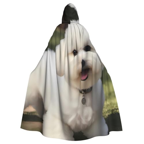 YYHWHJDE Bichon Frisé-Hunde-Aufdruck, hochwertiger Kapuzenumhang für Erwachsene, geeignet für Halloween, Cosplay-Kostüme, Weihnachten von YYHWHJDE