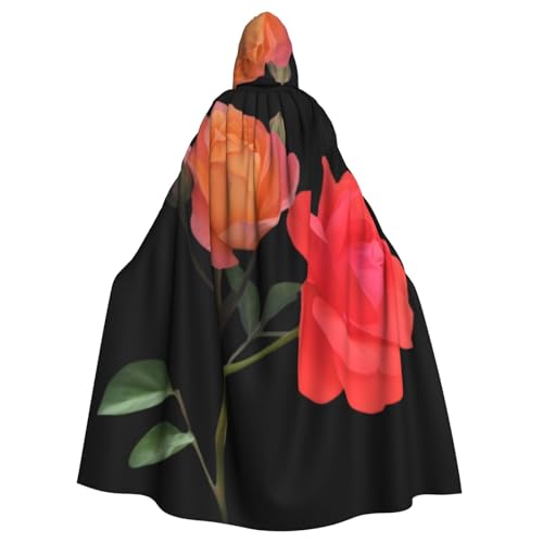 YYHWHJDE Bicolor Moonflower Picture Adult Hooded Cape Hooded Cloak Suitable for Halloween, cosplay costumes, Christmas parties von YYHWHJDE