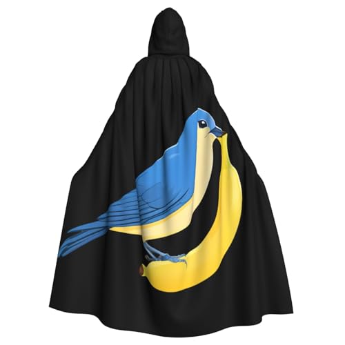 YYHWHJDE Blauer Vogel auf Bananenmuster, Halloween-Umhang mit Kapuze, kein Reißverschluss, bequem für Kostümpartys YYHWHJDE Blauer Vogel auf Bananenmuster, Halloween-Umhang mit Kapuze, kein Reißverschluss, bequem für Kostümpartys von YYHWHJDE