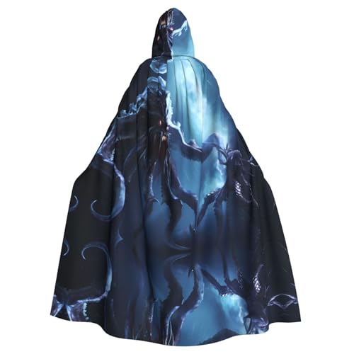 YYHWHJDE Deep Sea Octopus Monster Picture Halloween Adult Hooded Cloak for Role-Playing, Costumes, and Theme Parties von YYHWHJDE