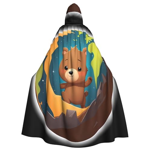 YYHWHJDE Der kleine Bär auf dem Planeten Bild Halloween Erwachsene Kapuzenumhang ohne Reißverschluss, bequem für Kostümpartys YYHWHJDE Der kleine Bär auf dem Planeten Bild Halloween Erwachsene Kapuzenumhang ohne Reißverschluss, bequem für Kostümpartys von YYHWHJDE