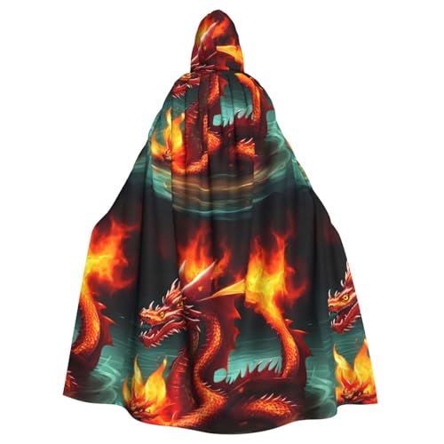 YYHWHJDE Drachenkönig im Feuer, Halloween-Umhang mit Kapuze, ohne Reißverschluss, bequem für Kostümpartys YYHWHJDE Drachenkönig im Feuer, Halloween-Umhang mit Kapuze, ohne Reißverschluss, bequem für Kostümpartys von YYHWHJDE