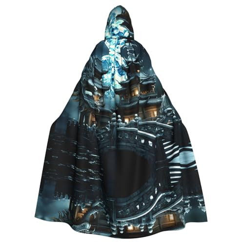 YYHWHJDE Dragon Turtle Bridge Picture Halloween Adult Hooded Cloak for Role-Playing, Costumes, and Theme Parties von YYHWHJDE