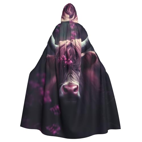 YYHWHJDE Eleganter Cow's Head Picture Halloween Adult Hooded Cloak for Role-Playing, Costumes, and Theme Parties von YYHWHJDE