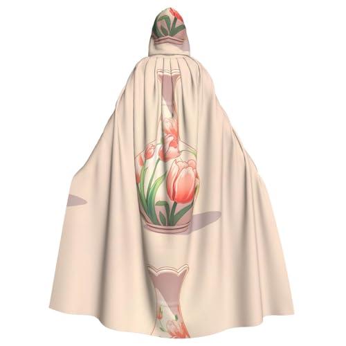 YYHWHJDE Elegantes Tulpenvasenmuster, Halloween-Umhang mit Kapuze, kein Reißverschluss, bequem für Kostümpartys YYHWHJDE Elegantes Tulpenvasenmuster, Halloween-Umhang mit Kapuze, kein Reißverschluss, bequem für Kostümpartys von YYHWHJDE