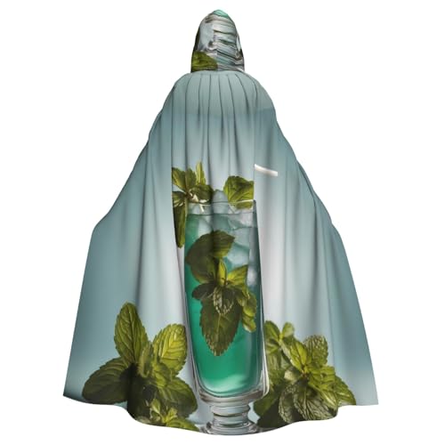 YYHWHJDE Erfrischendes Minzgetränke-Muster, Halloween-Umhang mit Kapuze, für Erwachsene, für Rollenspiele, Bühnenkostüme, Partys, pflegeleicht YYHWHJDE Erfrischendes Minzgetränke-Muster, Halloween-Umhang mit Kapuze, für Erwachsene, für Rollenspiele, Bühnenkostüme, Partys, pflegeleicht von YYHWHJDE