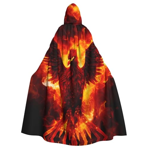 YYHWHJDE Flaming Phoenix Picture Halloween Adult Hooded Cloak for Role-Playing, Costumes, and Theme Parties von YYHWHJDE