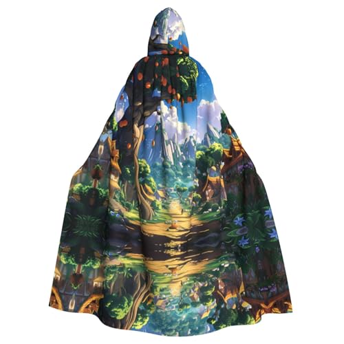 YYHWHJDE Fruit Tree At Village Head Picture Halloween Adult Hooded Cloak for Role-Playing, Costumes, and Theme Parties von YYHWHJDE