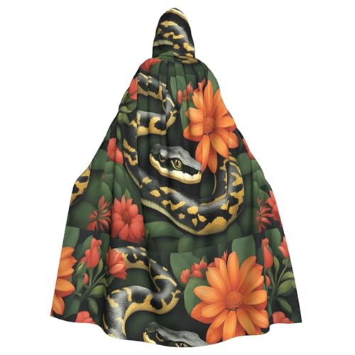 YYHWHJDE Halloween-Umhang mit Kapuze und Schlangen- und Blumenmuster, kein Reißverschluss, bequem für Kostümpartys YYHWHJDE Halloween-Umhang mit Kapuze und Schlangen- und Blumenmuster, kein Reißverschluss, bequem für Kostümpartys von YYHWHJDE