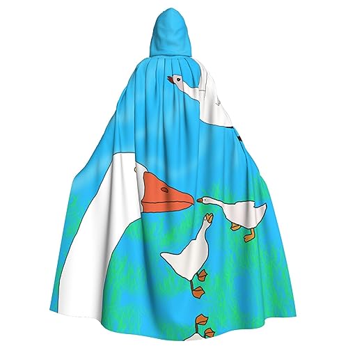 YYHWHJDE Happy White Goose Pattern Adult Hooded Cape Hooded Cloak Suitable for Halloween, cosplay costumes, Christmas parties von YYHWHJDE