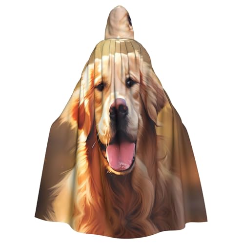 YYHWHJDE Hunde-Umhang mit goldenem Retriever-Bild, Halloween, Erwachsenen-Kapuzenumhang für Rollenspiele, Kostüme und Themenpartys von YYHWHJDE