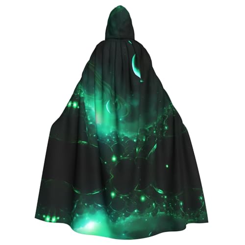 YYHWHJDE Kapuzenumhang für Erwachsene, bedruckt, Galaxie-Grün, geeignet für Halloween, Cosplay-Kostüme, Weihnachten von YYHWHJDE