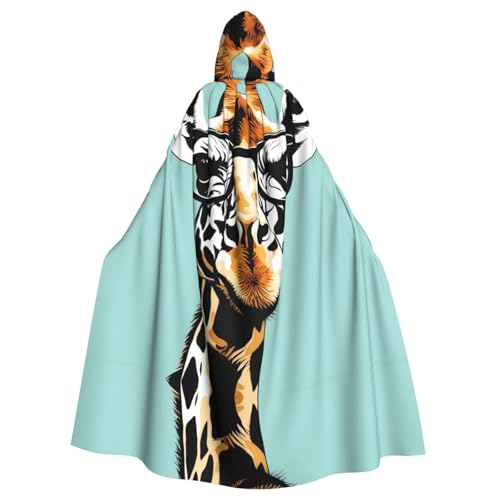 YYHWHJDE Kapuzenumhang mit Giraffe mit Brille, für Erwachsene, geeignet für Halloween, Cosplay-Kostüme, Weihnachtsfeiern von YYHWHJDE