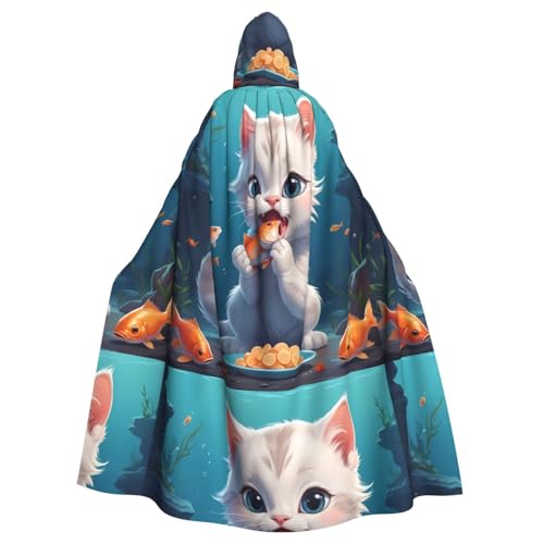 YYHWHJDE Kapuzenumhang mit Kätzchen, das Fisch isst, für Halloween und Erwachsene YYHWHJDE Kapuzenumhang mit Kätzchen, das Fisch isst, für Halloween und Erwachsene von YYHWHJDE