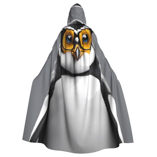 YYHWHJDE Kapuzenumhang mit Pinguin mit Brille, für Erwachsene, geeignet für Halloween, Cosplay-Kostüme, Weihnachtsfeiern von YYHWHJDE