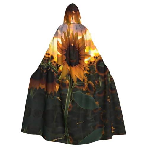 YYHWHJDE Kapuzenumhang mit Sonnenblumen-Aufdruck für Erwachsene, geeignet für Halloween, Cosplay-Kostüme, Weihnachtsfeiern von YYHWHJDE