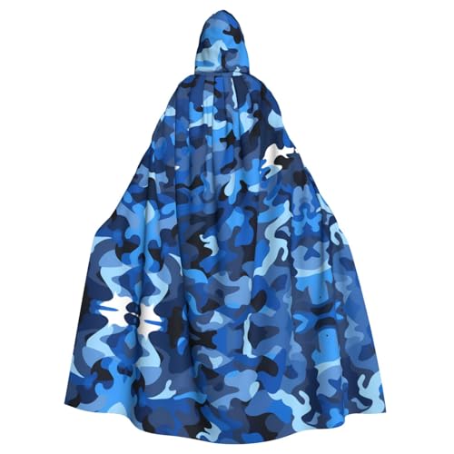 YYHWHJDE Kapuzenumhang mit blauem Camouflage-Muster, für Erwachsene, geeignet für Halloween, Cosplay-Kostüme, Weihnachtsfeiern von YYHWHJDE