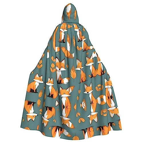 YYHWHJDE Kapuzenumhang mit gelbem Fuchs-Druck, für Erwachsene, geeignet für Halloween, Cosplay-Kostüme, Weihnachtsfeiern von YYHWHJDE